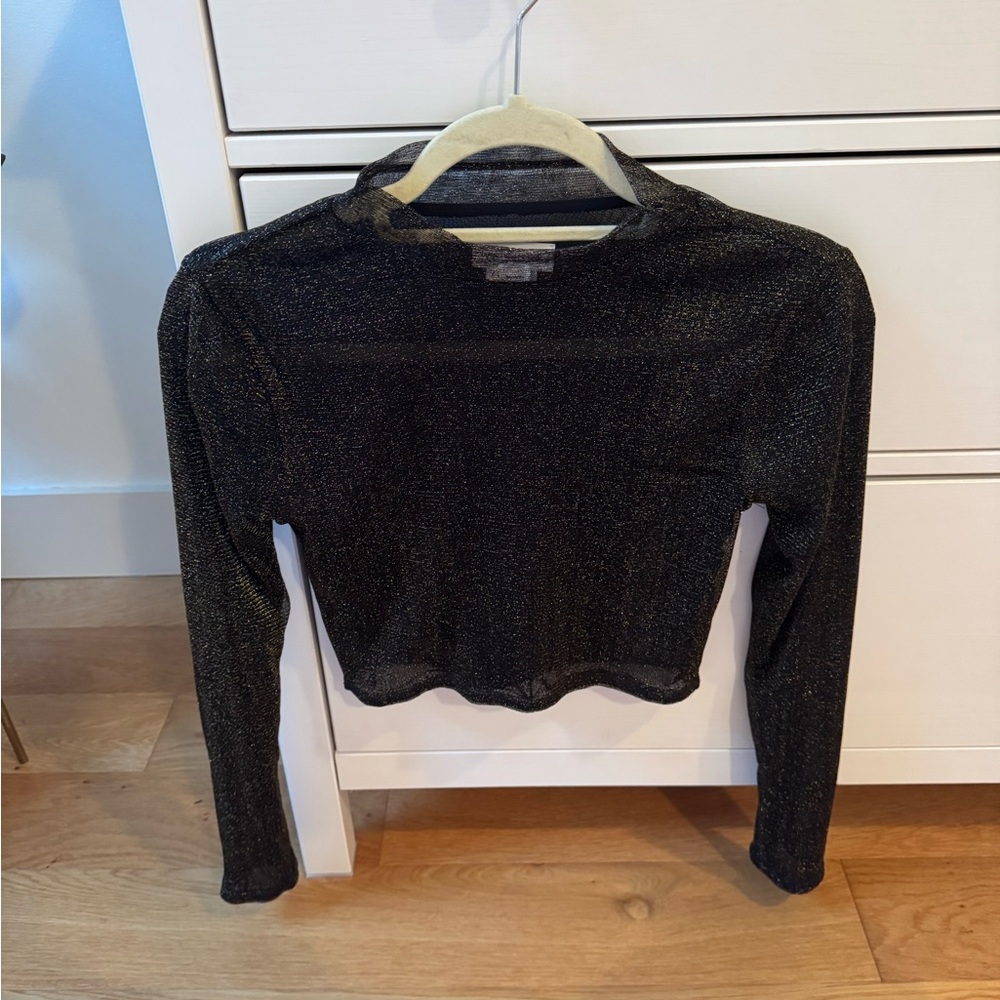 Black Shimmer Long Sleeve Top